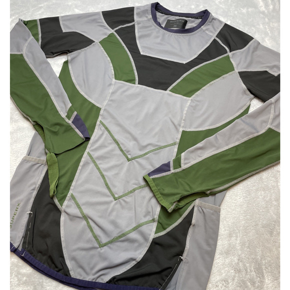 SUPERX Shirt Mens M Green Gray Long Sleeve Pockets Gym Superhero Athletic Active - Picture 1 of 11